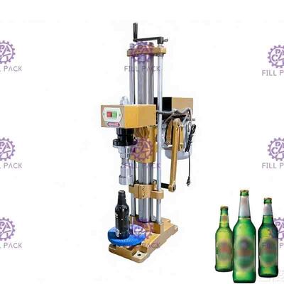 Yarı Otomatik Gazlı İçecek Dolum Kapatma Makinesi Manuel El Basın Bira Cam Şişe