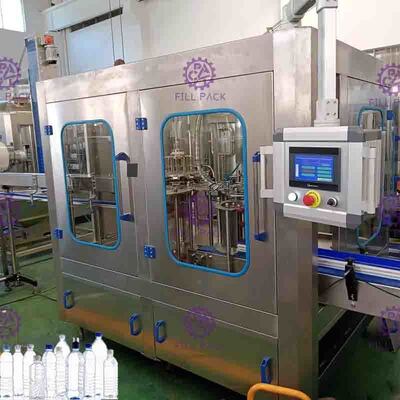 Otomatik 3 in 1 Şişelenmiş Su Dolum Makinesi PLC Dokunmatik Ekran 12 Başkanları